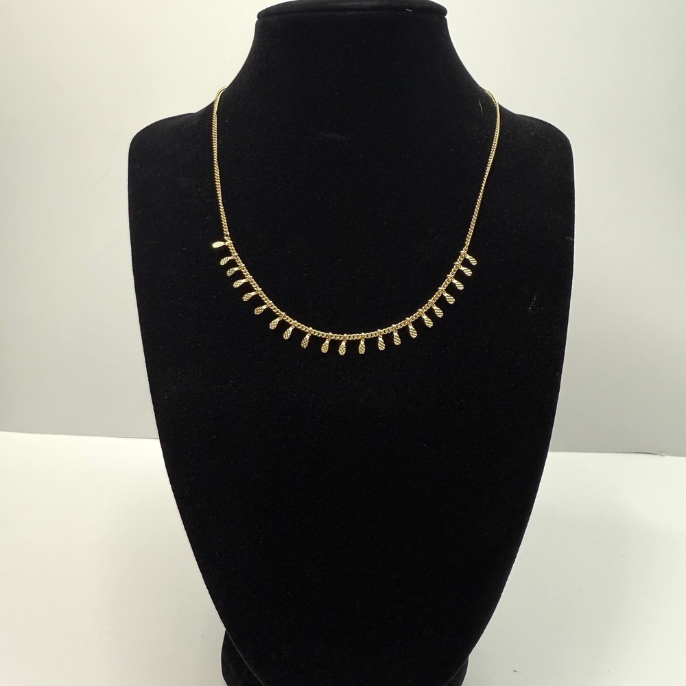 Dainty Fringe Collar Choker Necklace Gold Tone Delicate Accent Jewelry 7.5 in L